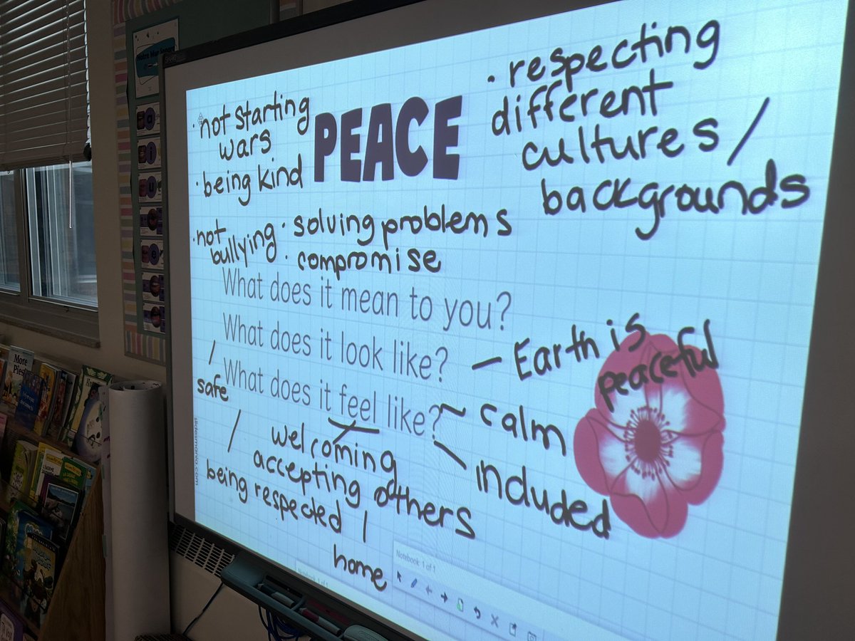 Our class engaged in a great conversation about what peace means to us. We also decorated our wreath for the assembly and did a shared reading of a text about Le Jour du Souvenir. <a href="/PEPanthersLND/">Princess Elizabeth PS</a> #RemembanceDay