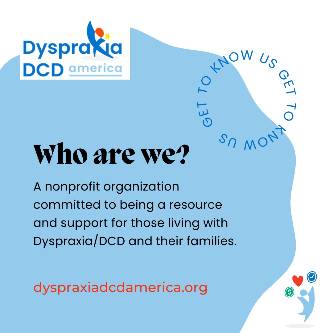 #DyspraxiaDCDAmerica is a #nonprofit #organization #committed to being a #resource and #support for individuals #living with #dyspraxia #DCD and their #families.  #Formoreinfo #Learnmore dyspraxiadcdamerica.org
#Neurodevelopmental #Neurodiversity #brain #motor #motorplanning
