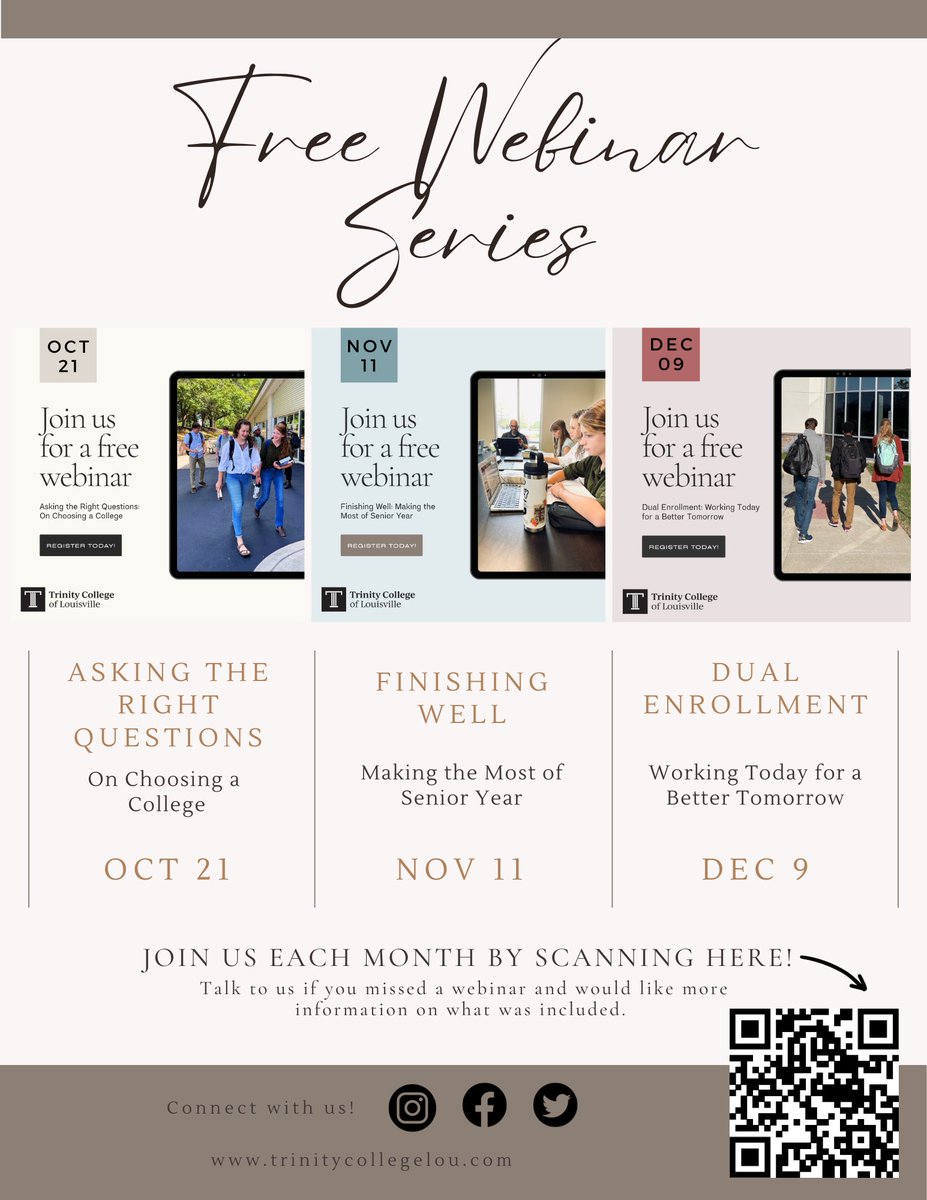 👀Here's a sneak peak at this FREE Webinar Series and what is next to come!
👉🏼Set your reminder for 2pm tomorrow, &amp; make sure to register via the link in our bio! We look forward to talking about the importance of finishing well as a senior. Mark your calendars for Dec 9, too!