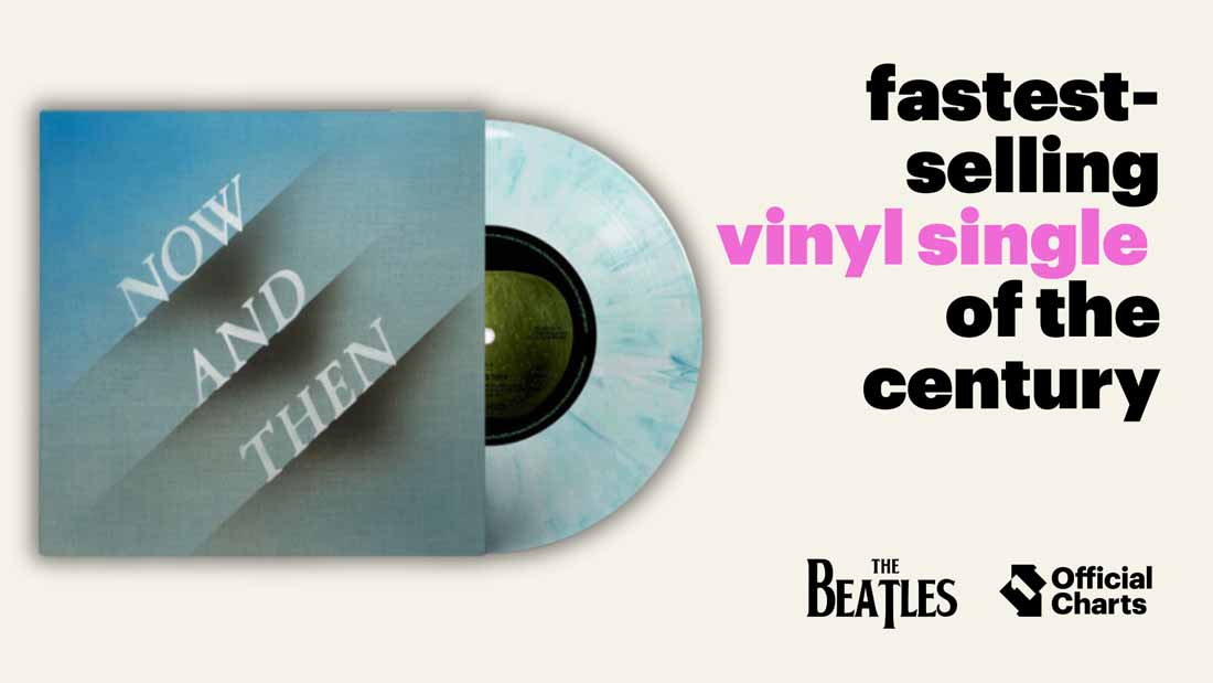 officialcharts's tweet photo. The Beatles' (@thebeatles) #NowAndThen is Officially the fastest-selling vinyl single of the CENTURY 🤯 

See the incredible stats behind John, Paul, George and Ringo's record-breaking Number 1 single here: https://t.co/ZtTTvdubxt

#TheBeatles #RedAndBlue
https://t.co/ZtTTvdubxt https://t.co/TrkrjccTlJ