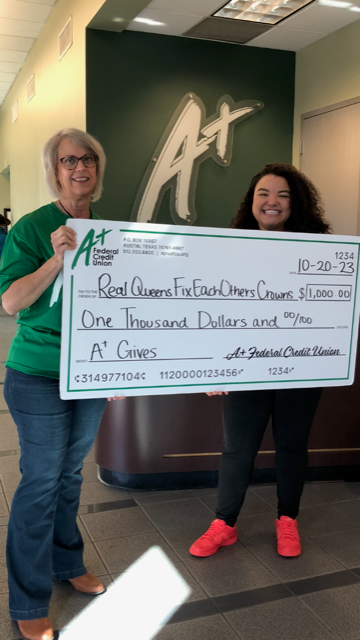 aplusfcu's tweet photo. We're proud to help support Real Queens Fix Each Otherβs Crowns with a donation to help increase access to mental health services.π #aplusgives #aplusfcu #community #support #MentalHealthAwareness https://t.co/eKq4AjWCjw