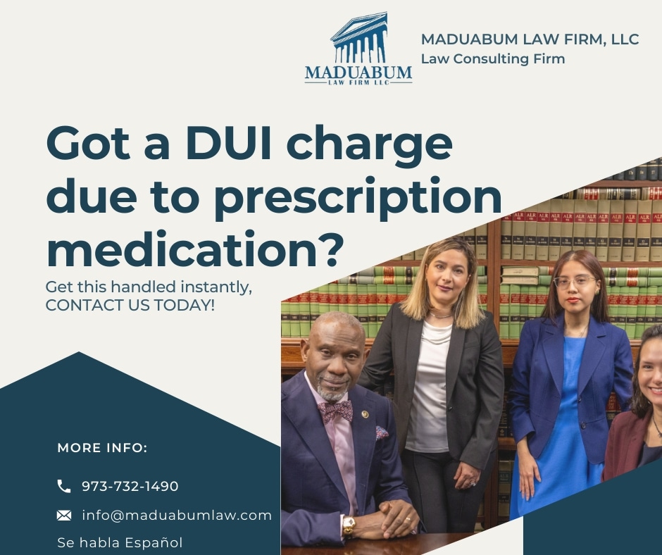 MaduabumLawFirm's tweet image. Facing a DUI charge linked to prescription meds?
Trust MADUABUM LAW FIRM LLC to handle it swiftly and effectively.
Call us: 973-732-1490
Your defense is our priority.
#DUIDefense #LegalSupport #dui #prescriptionmedication #duiinnewjersey