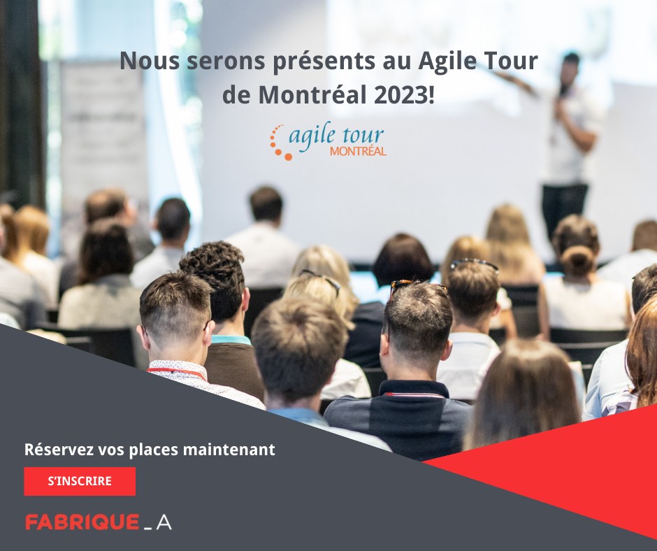 Nous serons présents à l'Agile Tour Montréal le 29 novembre de 13h à 14h. Mylène Tremblay, notre Consultante en psychologie organisationnelle, partagera des idées sur la mise de l'humain au cœur de la transformation #agile. 💬

La programmation complète: agiletourmontreal.com/programme