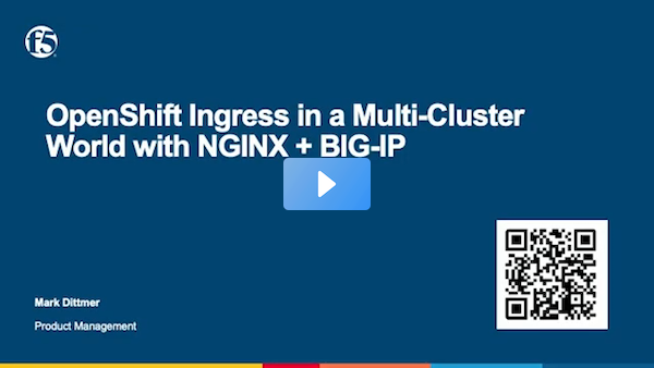 christensencol1's tweet photo. Mark Dittmer previews a demo he's running for RedHat customers regarding the Multi-Cluster OpenShift Ingress--including a solution overview for NGINX and BIG-IP. 

#kubecon #openshift #redhat  https://t.co/rVeCXBL6L2 https://t.co/tPEk5vOrrn