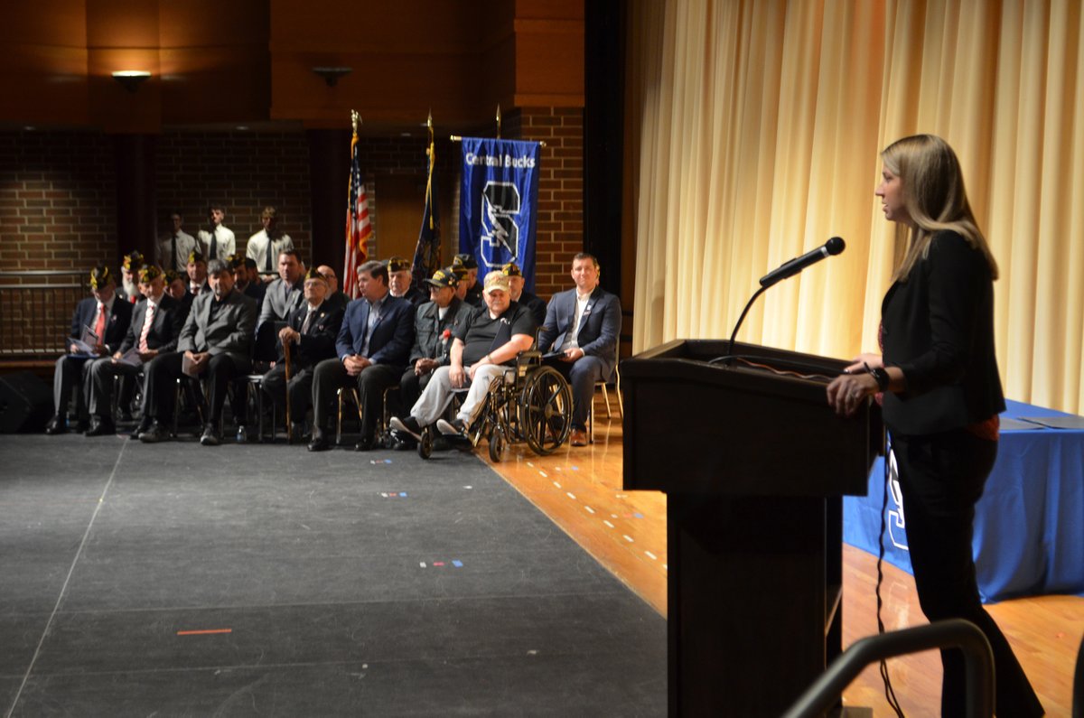 Today at <a href="/CBSouthHS/">CB South</a> we honored our veterans ahead of tomorrow's #VeteransDay 🇺🇸 Thank you to all who have served - CB South and <a href="/south_oeg/">CB South OEG</a> salute you! <a href="/CBSDSchools/">Central Bucks SD</a>
