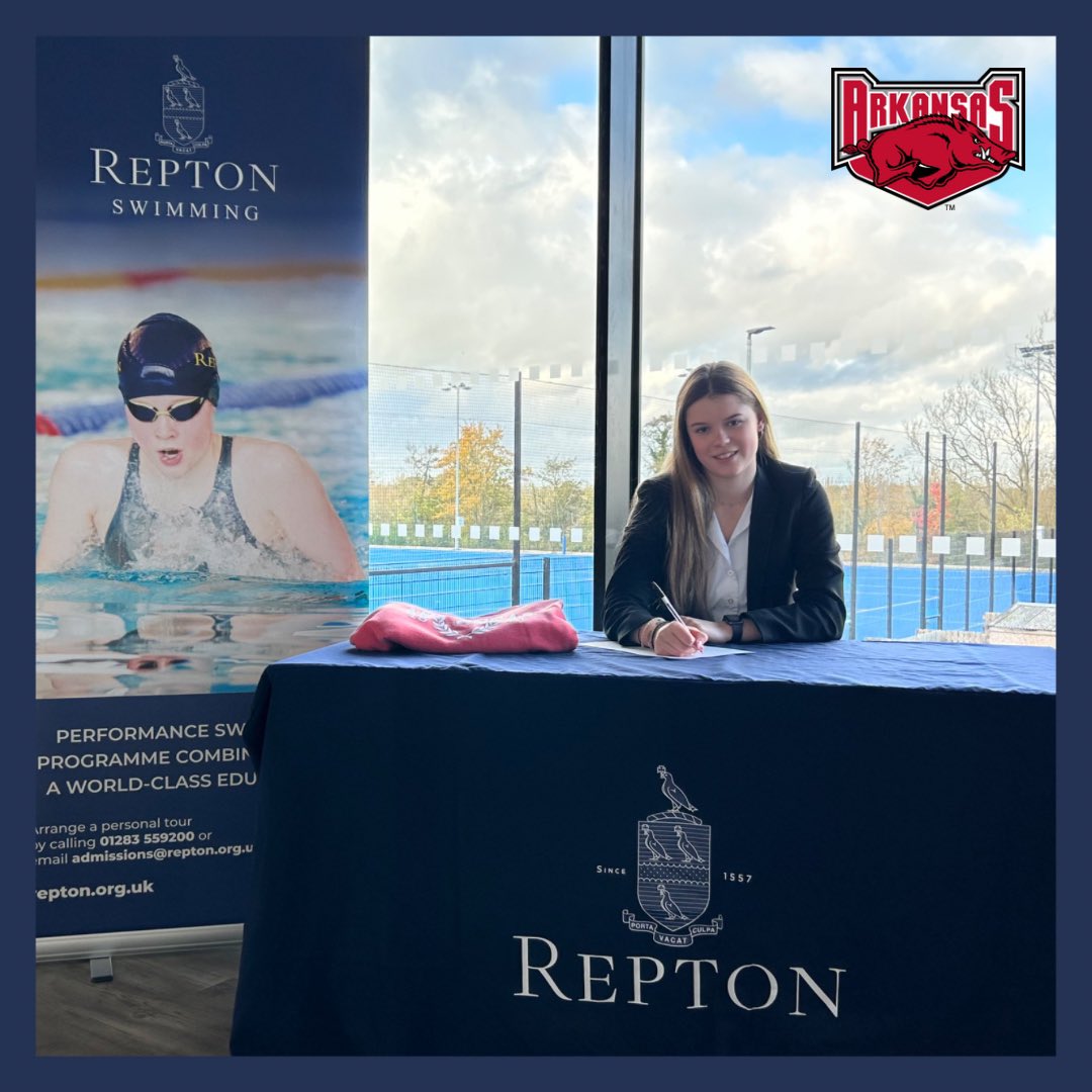 ReptonSwim's tweet image. ✍️ Congratulations to Holly Robinson who officially signed for University of Arkansas yesterday, to continue her swimming and academic journey! Well done Holly, we are very proud of you! #GoRazorbacks #ReptonSwimming 🇺🇸