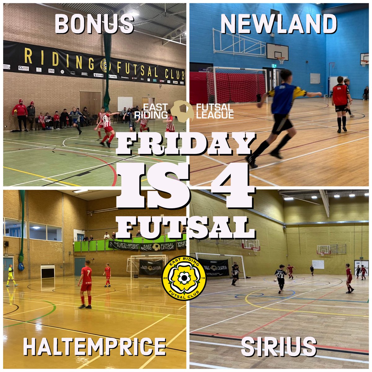 Friday is 4 Futsal In an attempt to keep up with demand, 4 Venues were in operation tonight all running at the same time. 3 of them hosted League Fixtures and 1 coaching @ERFutsalClub U13-U15s. Thank you for your support! 97 Teams Now In The League