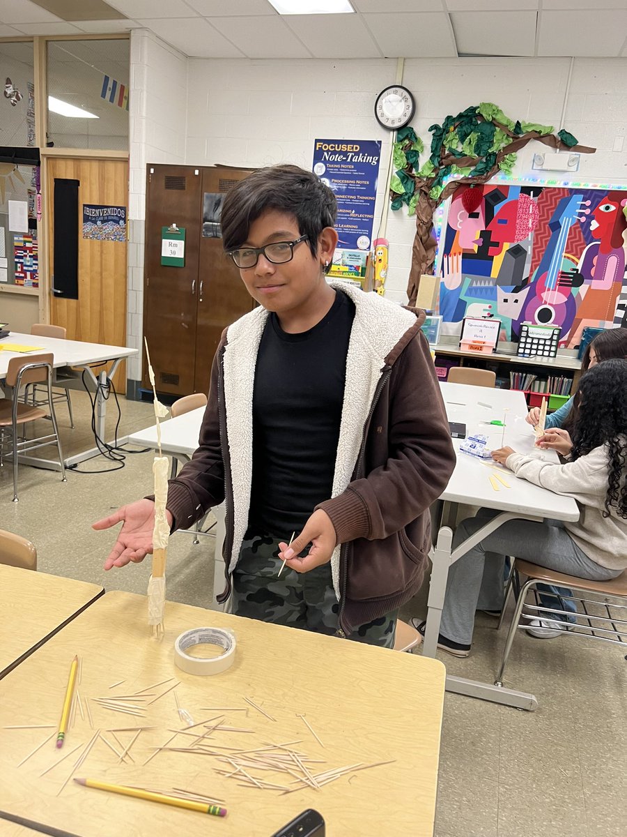Fun Friday for #CMSBRILLA <a href="/CockeysvilleMS/">Cockeysville Middle</a>. Students collaborated and used their engineering skills to race to build the tallest tower using only tape and toothpicks!