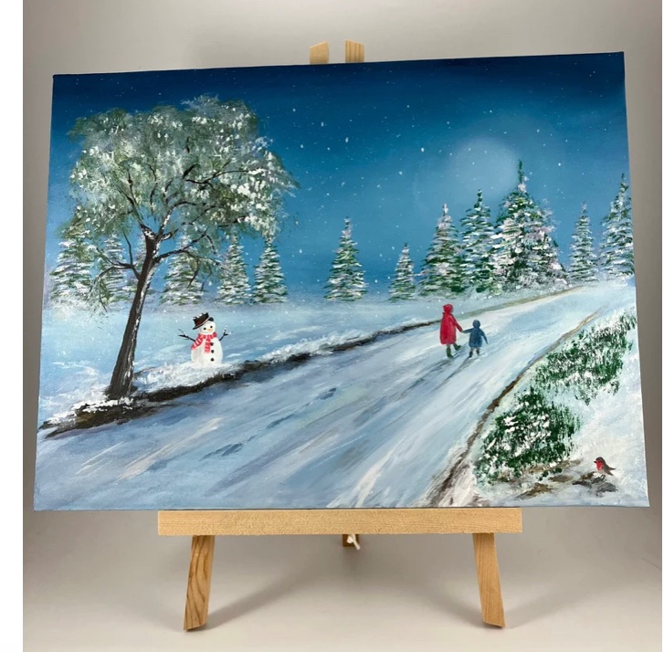 ☃️Snowy winter scene acrylic painting on stretched canvas ❄️ #CraftBizParty #TheCraftersUK #shopindie #Christmas 

etsy.com/uk/listing/158…