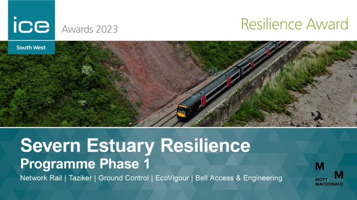 ICE South West (@icesouthwest) on Twitter photo The #Resilience Award sponsored by <a href="/MottMacDonald/">Mott MacDonald</a> goes to…
Severn Estuary Resilience Programme (Phase 1)
Congratulations to <a href="/networkrail/">Network Rail</a> <a href="/Taziker_/">Taziker</a> <a href="/GroundControlGC/">Ground Control</a> <a href="/EcoVigour/">EcoVigour</a> <a href="/bell_access/">Bell Access & Engineering Ltd</a>
#ICESWAwards The #Resilience Award sponsored by <a href="/MottMacDonald/">Mott MacDonald</a> goes to…
Severn Estuary Resilience Programme (Phase 1)
Congratulations to <a href="/networkrail/">Network Rail</a> <a href="/Taziker_/">Taziker</a> <a href="/GroundControlGC/">Ground Control</a> <a href="/EcoVigour/">EcoVigour</a> <a href="/bell_access/">Bell Access & Engineering Ltd</a>
#ICESWAwards
