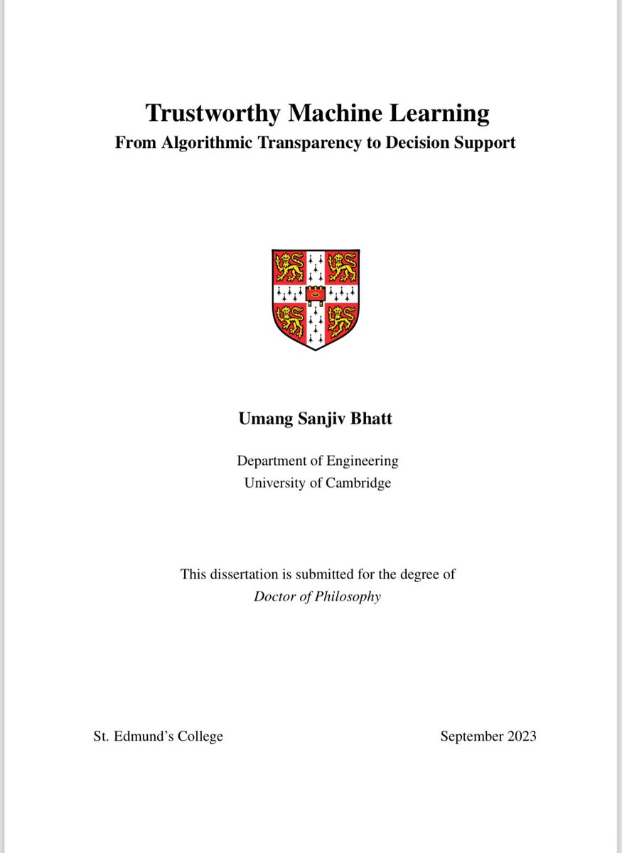 Umang Bhatt (@umangsbhatt) on Twitter photo I successfully defended my PhD thesis today 🎉
Many thanks to my examiners, <a href="/erichorvitz/">Eric Horvitz</a> and <a href="/lawrennd/">Neil Lawrence</a>, for their thoughtful comments and a very fun viva! I successfully defended my PhD thesis today 🎉
Many thanks to my examiners, <a href="/erichorvitz/">Eric Horvitz</a> and <a href="/lawrennd/">Neil Lawrence</a>, for their thoughtful comments and a very fun viva!