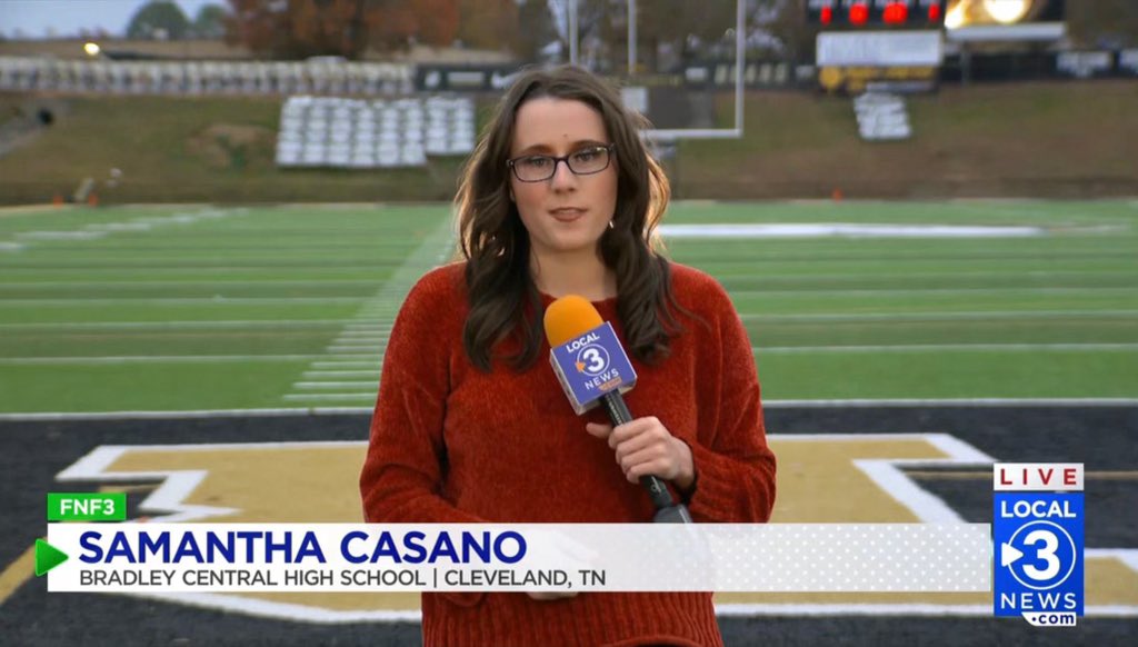 samantha_casano's tweet photo. Shoutout to @Shayne_Local_3 for the 🔥 lighting!!!

We’ve got a 🔥 playoff matchup on deck tonight—undefeated Bradley Central hosts perennial powerhouse Maryville.

We’re previewing this one again at 5:30 and 6 on @Local3News @Local3Sports 🏈🎥

@BradleyBearsFB #FNF3 https://t.co/asqAB0riJO