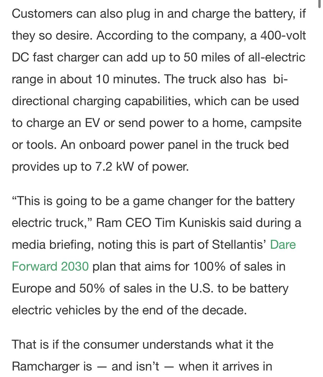 Detty on X: “This is going to be a game changer for the battery electric  truck,” Ram CEO Tim Kuniskis said…In other words, the Ramcharger is a  bridge technology that will eventually