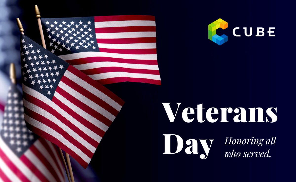 cube_usa's tweet image. On Veterans Day, CUBE honors all veterans for their selfless service and dedication to our nation. We salute you today and every day. #VeteransDay #HonorAndService