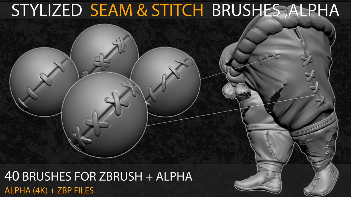 OMousakhani's tweet photo. https://t.co/oztVxKkeNi
40 Stylized Seam &amp; Stitch Brushes &amp; Alpha (Tileable 4k-16bit)

*info about this Product :
-40 Brushes &amp; Alpha (4k Resolution )
-Zbrush Brush (ZBP)
-PSD (Alpha)
-Tif (Alpha)
-PNG (Alpha)
-Jpg (Alpha)
-Help Text File (Txt)
https://t.co/oztVxKkeNi https://t.co/urV6ewwBB1