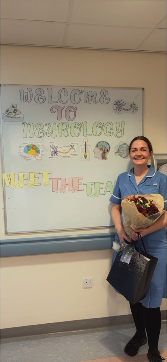 Another farewell to hannah who has been with us on neurology for several years. A true asset who is moving onto pastures new and progressing her nursing career out in the community. Has been a pleasure for us to work alongside you. All the best👋👋