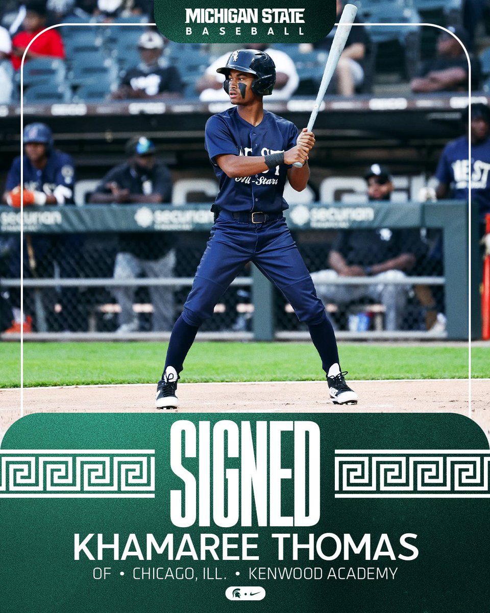 Signed... Sealed... A Spartan! We are excited to welcome Khamaree Thomas (OF • Chicago, Ill. • Kenwood Academy) to the Spartan Baseball Family! #GoGreen | #SpartanSigningDay | @mareest7