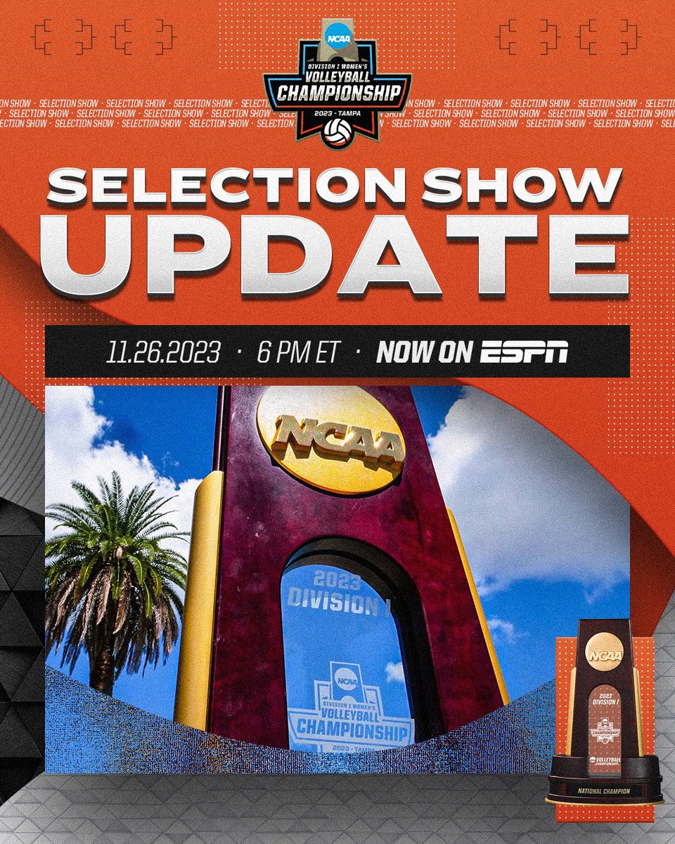🚨 SELECTION SHOW TV UPDATE 📺

For the first time ever, the DI Women's Volleyball Selection Show will be broadcasted on <a href="/espn/">ESPN</a>! 🤩

Make sure to watch on Sunday, November 26 at 6 PM ET.

#NCAAWVB