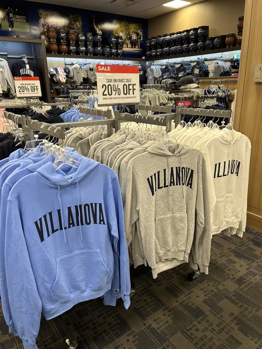 NovaNationer's tweet photo. 20% off surprise weekend sale! Save on faves like hoodies, t-shirts, q-zips, and more! Shop the @VillanovaUShop or online https://t.co/LtuGGOM027 until Sunday 11/12. Some exclusions apply. 👚👕 #NovaNation #BookstorePartner https://t.co/ckXs8txUYt