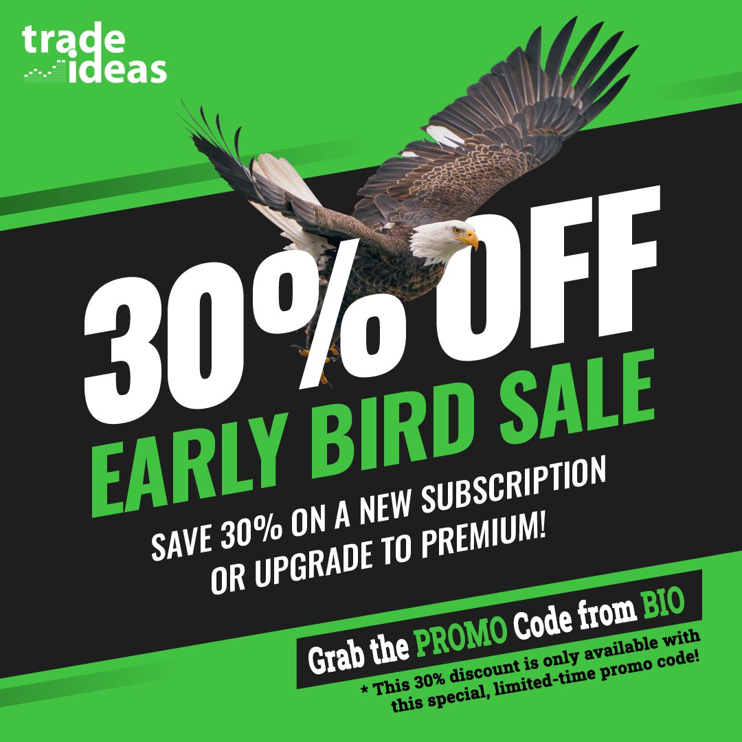 Traders_Toolkit's tweet photo. 🚨 Trade-Ideas' Early Bird Test Drive Sale!
💥Trade-Ideas' biggest-ever 30% discount is now live! 
🔔 Save 30% on a new subscription or upgrade to Premium
⏳ Sale Starts today and expires at midnight 11/13/23
🌍 Promo Code: https://t.co/XtNwV5Yk0r

$SPY $QQQ $NVDA $MSFT $MULN https://t.co/QHLSi38lWF