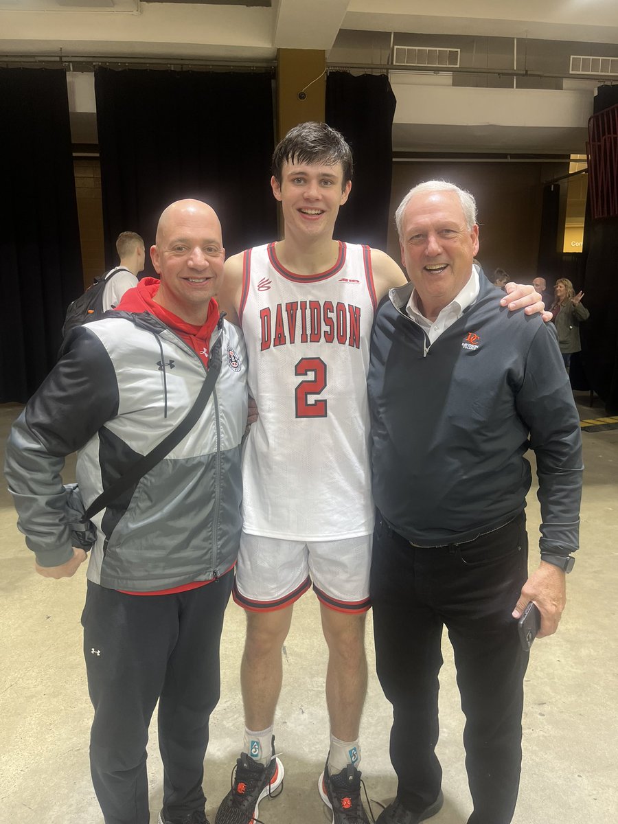 What a special night for <a href="/DavidsonMBB/">Davidson Basketball</a> and <a href="/bobbydurkin2/">bobby_durkin</a> . I loved watching your team compete, play for each other, and never quit. Getting to see Bobby do what I have been so accustomed to seeing from him on the big stage was special. Thanks Coach McKillop for having us!
