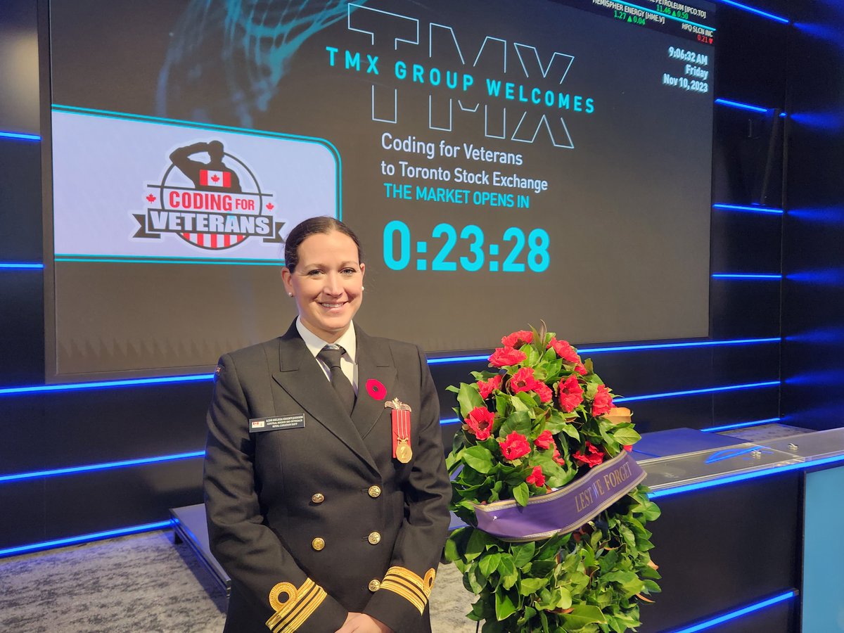 trafalgarcastle's tweet image. Today, our Head of School, Ms. Melissa Knight-Johnson was honoured to be present as @Coding4Veterans opened the TSX market in honour of military #veterans &amp;amp; members of the #CanadianArmedForces &amp;amp; to commemorate #RemembranceDay. 
 @cais_schools @CISOntario
