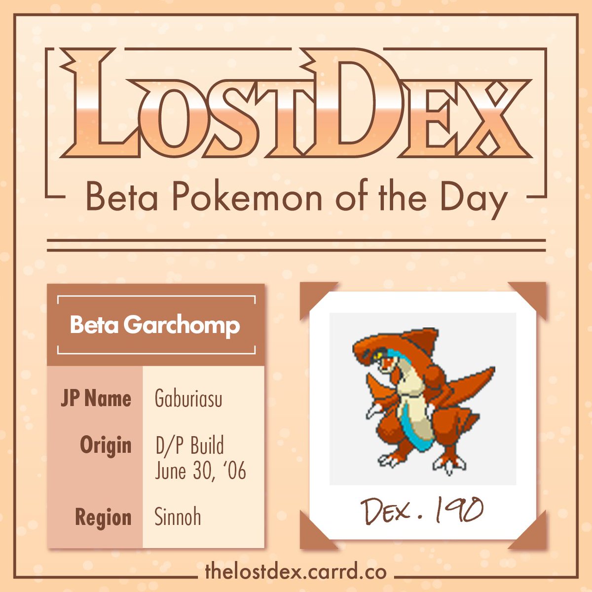 TheLostDex's tweet photo. These stockier Garchomp are today's #BPotD!
Keeping the red colouration from its previous evolutions, it surprisingly looks much closer to its common variant compared to its previous evolutions. https://t.co/Cfpw44A11k