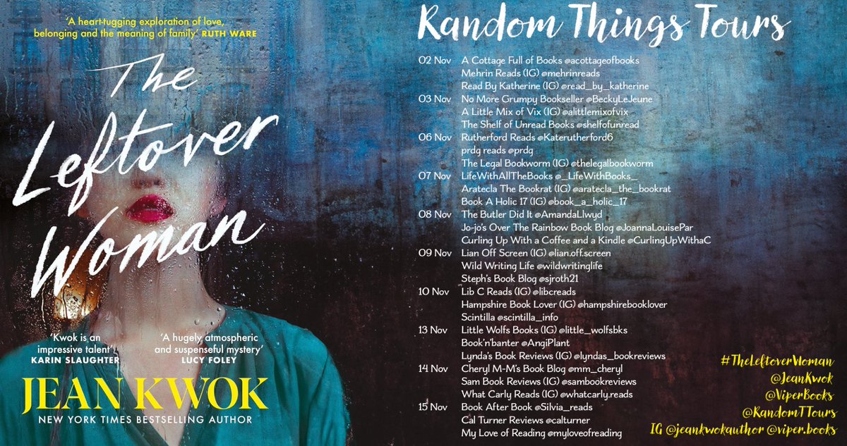 An absorbing and emotional story, an intriguing combination of cultural issues, family drama and mystery - my review of #TheLeftoverWoman by @JeanKwok is on Instagram for my stop on the #BlogTour

instagram.com/p/Cze9IOZohan/…

@RandomTTours @ViperBooks
