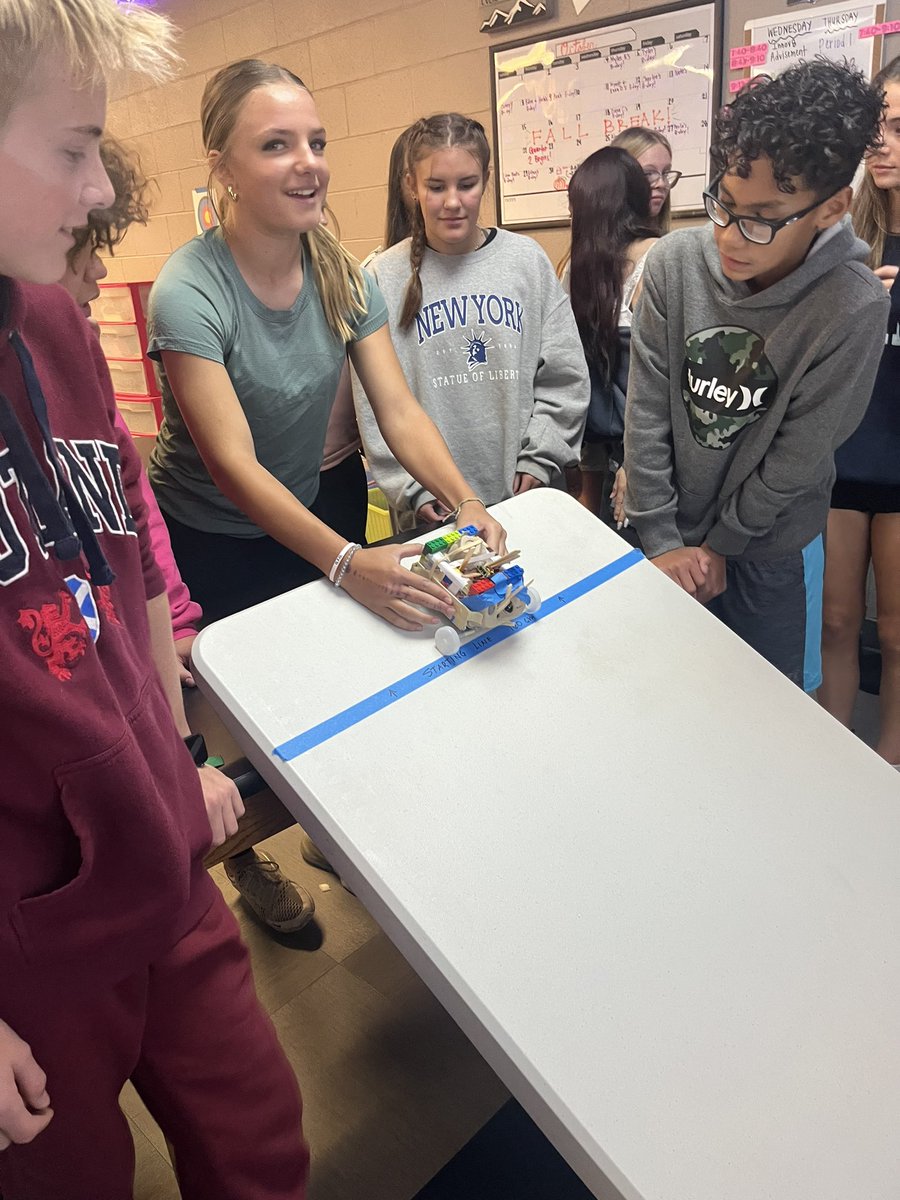CRMSBlueKnights's tweet photo. 8th graders wrapped up their Energy Unit with Egg Crash Cars!Students applied their energy transformation knowledge to build a car that would keep their egg safe throughout the entirety of the crash. https://t.co/QHjvMyhnqJ