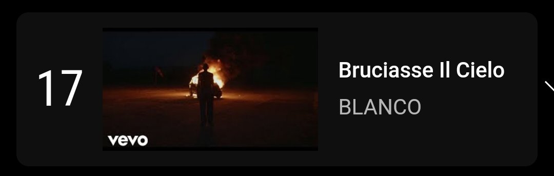 Stats for Blanco on X: #  Il video musicale di Bruciasse Il Cielo  è al 17° posto tra le tendenze dei video musicali su YT Italia   / X