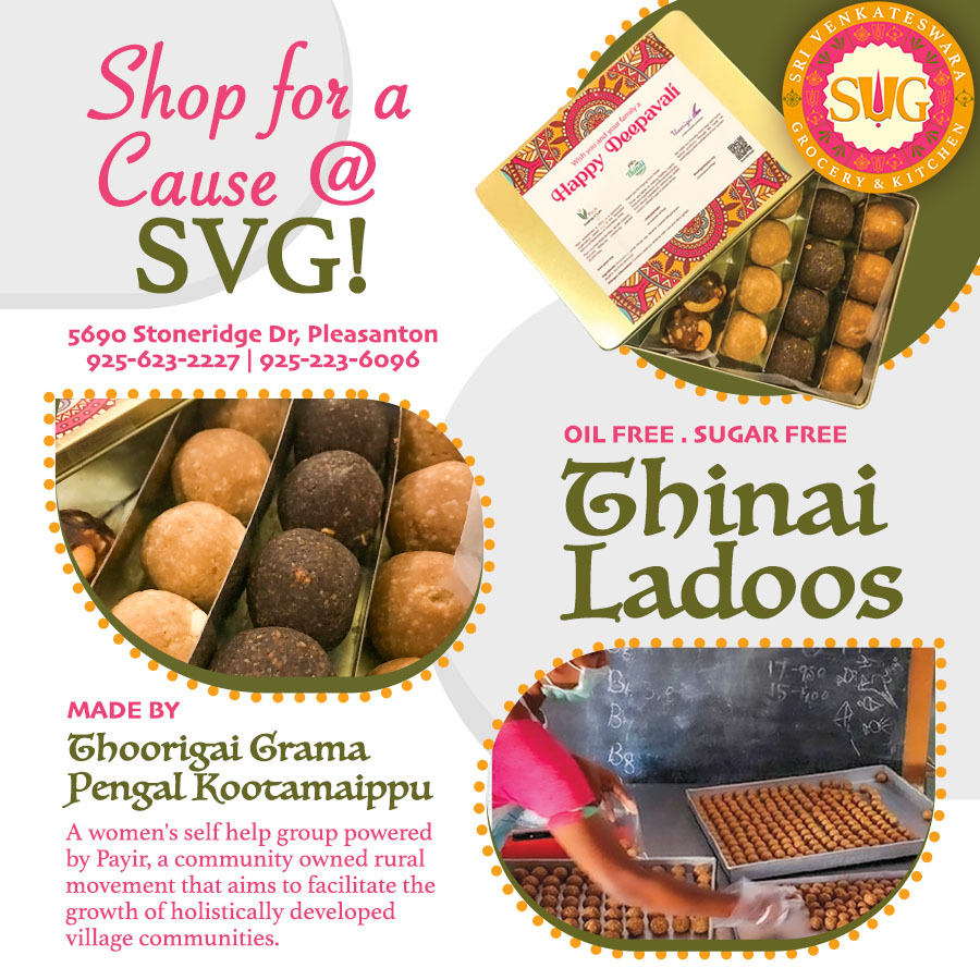 Are you looking for healthier options to celebrate this Diwali in style? Sugar Free, Oil Free, THINAI (Millet) LADOOS are available now at 5690 Stoneridge Dr, Pleasanton! #svgindianmarket #milletladoo #milletfood #healthysweets #healthyindiandiet  #diwalisweets #diwali2023 #…