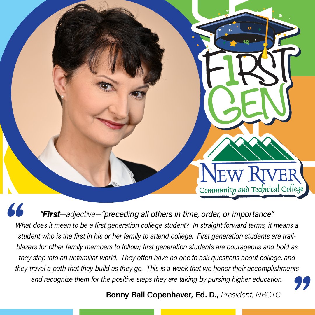 newriverctc's tweet image. Our very own Dr. Copenhaver is a proud First-Gen! 🎉 Here are a few words from our New River CTC President on what it means to be a First-Generation College Student ⭐
#iamFirstGen #newriverctc #cfwv