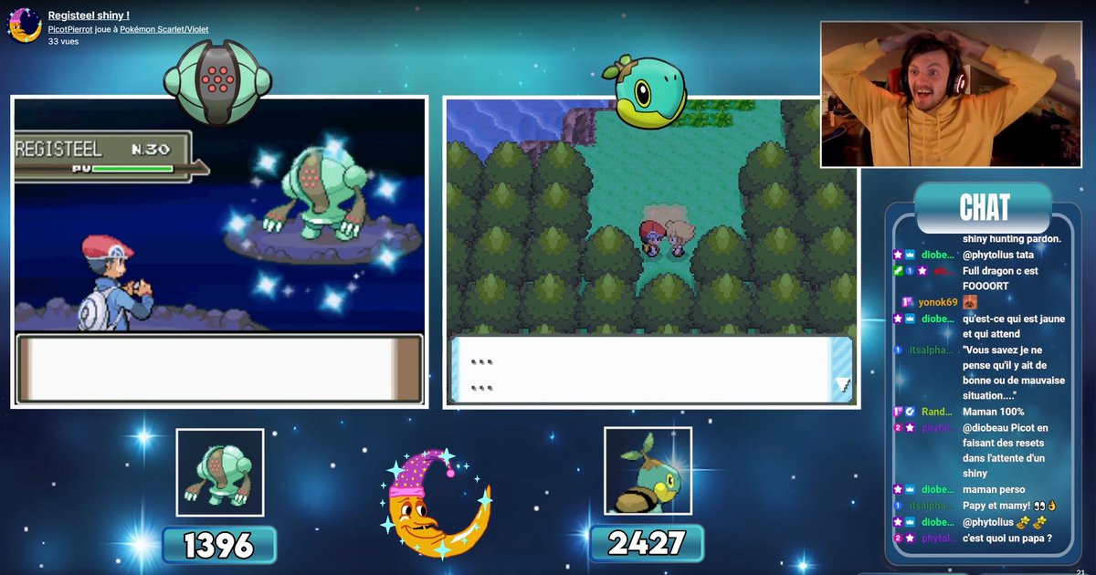 Bonsoir les amis !!
Dans les dernières minutes du stream de ce soir ! 
Notre ami Registeel se montre à nous ! C'est juste incroyable, tout simplement magique !
Soon Regirock et ensuite le roi des régis ...