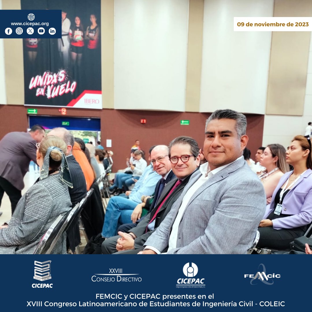 FEMCIC y CICEPAC presentes en el XVIII Congreso Latinoamericano de Estudiantes de Ingeniería Civil - COLEIC

#cicepac #cicepac #femcic #juntossomosfemcic #yosoyaneic #coleic2023 #coleic #ingeniería #ingenieríacivil #puebla