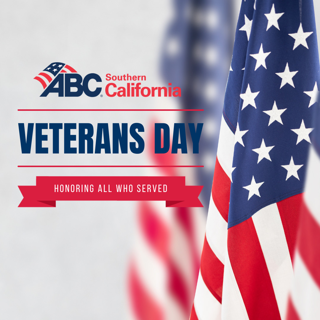 On this Veterans Day, we honor America's veterans for their patriotism, love of country, and willingness to serve and sacrifice for the common good.

The ABC SoCal family has many who have served our country. We celebrate and thank you!

#ABCSoCal #ABCMeritShopProud