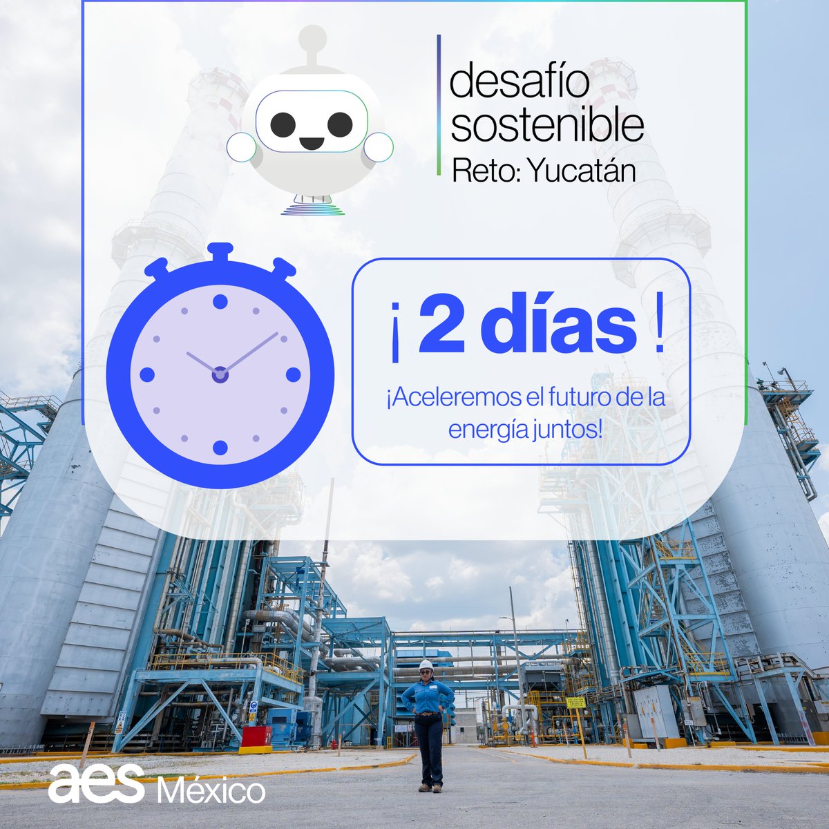Tienes 3 días para poder aplicar en el Desafío Sostenible: Reto Yucatán.

No pierdas la oportunidad de ser parte del cambio. ¡Aplica hoy y forma parte de un futuro más sostenible! 

Registrate aquí 👉 bit.ly/AESYucatan
¡Aceleremos el futuro de la energía juntos!
 #AES