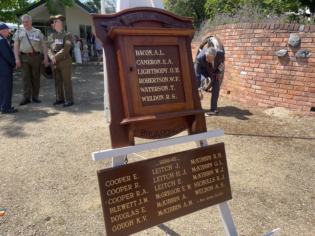 Restored honour boards from a long closed school take pride of place at #RemembranceDay2023 ceremony.