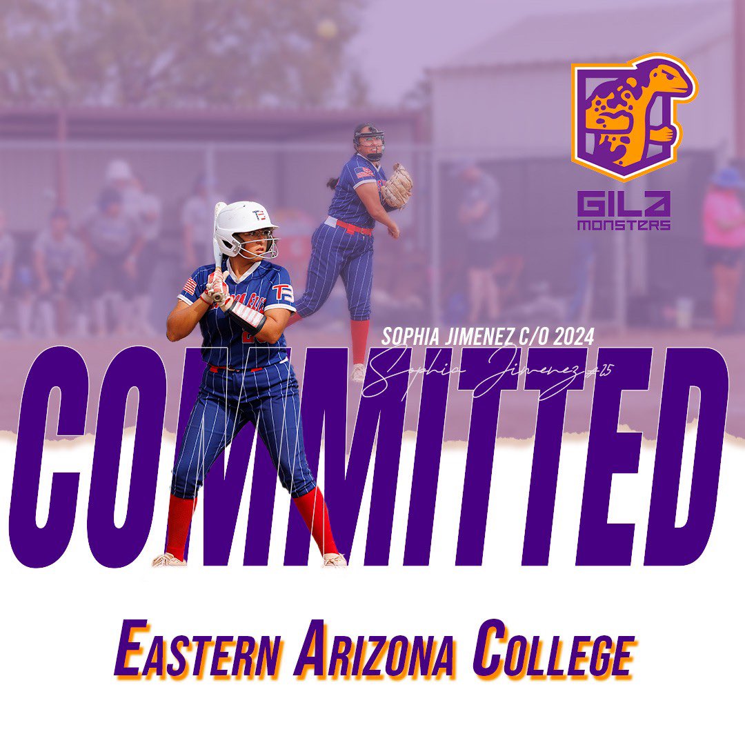 I am very excited to announce I will be continuing my academic and softball career at Eastern Arizona College! Thank you Coach Alexis and Gaby for the opportunity to play at the next level! Thank you to my family and TBE family for pushing me to achieve my goals! Go Monsters!💜💛