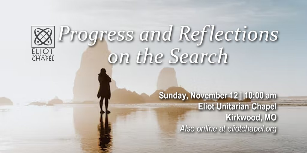 Our Search Team will present a progress report, including an early look at the Congregational Survey responses. We'll look forward to the remaining steps in the search process, &amp; we'll offer personal reflections on serving on the Search Team &amp; receiving your generous responses.