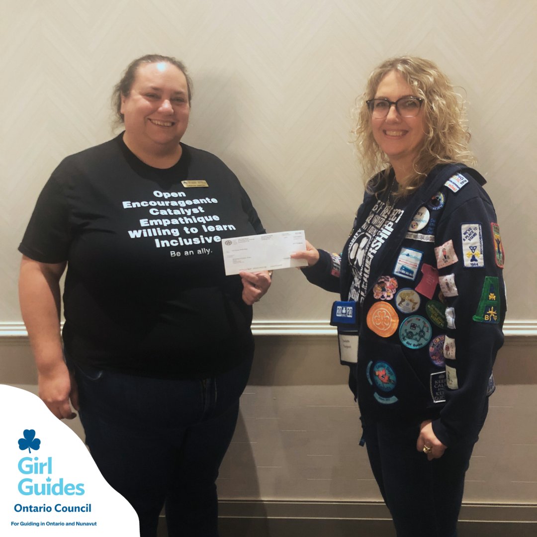 girlguidesonnv's tweet photo. Nothing but gratitude in our hearts💙

At #ONConnect2023, our Provincial Commissioner Cherylyn (on behalf of GGC) received a $5000 donation in support of camping in Ontario &amp; Nunavut from @DaniThurgood unit guider with 200th Mississauga Guides, GGC trainer, and @caasco employee. https://t.co/D8OBF3S7DW