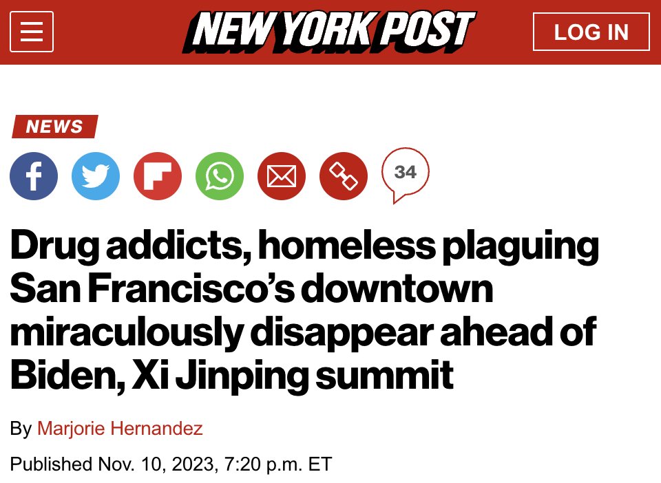 Ironic that SF cleans up the fentanyl dealers when the chief fentanyl dealer comes for a visit.