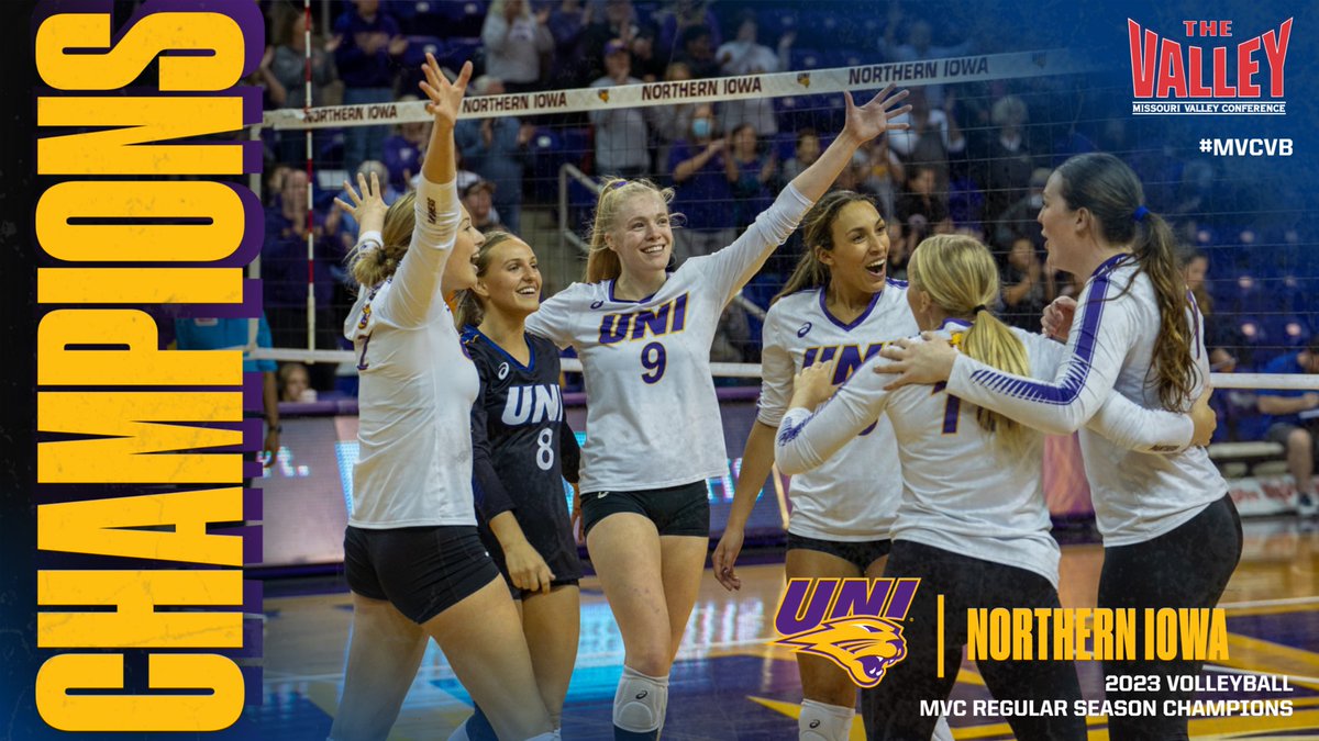 👑2023 #MVCVB REGULAR SEASON CHAMPIONS👑 

<a href="/UNIVolleyball/">UNI Volleyball</a> secures at least a share of 21st title in program history with tonight's win at UIC!