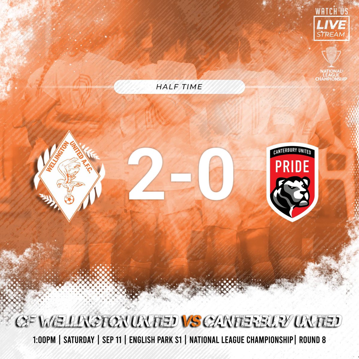 Half Time | 🔶🔷

@_capfootball 
@newzealandfootball 

#wellingtonunited
#nznationalleague