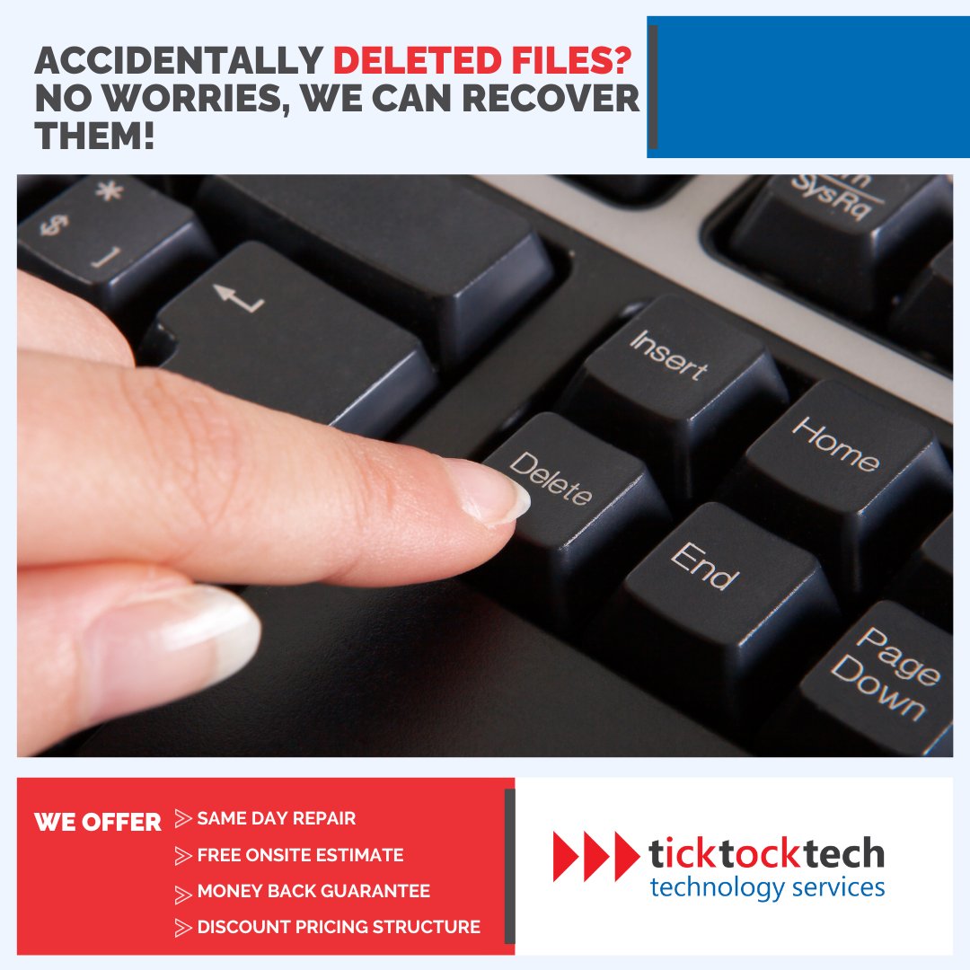 Mistakes happen, and sometimes they result in lost files. Our certified professionals have a proven track record of recovering files from various devices. Your data's safety is in good hands!

#Ticktocktech #dataretrieval #datarecovery #computer #harddrive #ssd #backup