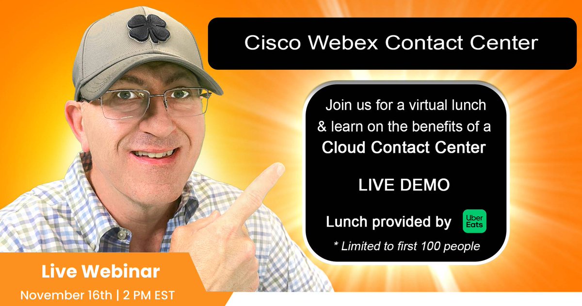 With the Bullfrog Group/Cisco Webex Contact Center webinar, you will learn the benefits and enjoy a LIVE DEMO on how the s olution works. Plus, you will get a FREE lunch provided by Uber Eats! Join us on Nov.16th at 2PMEST. Register now space is limited. oal.lu/gYKHA