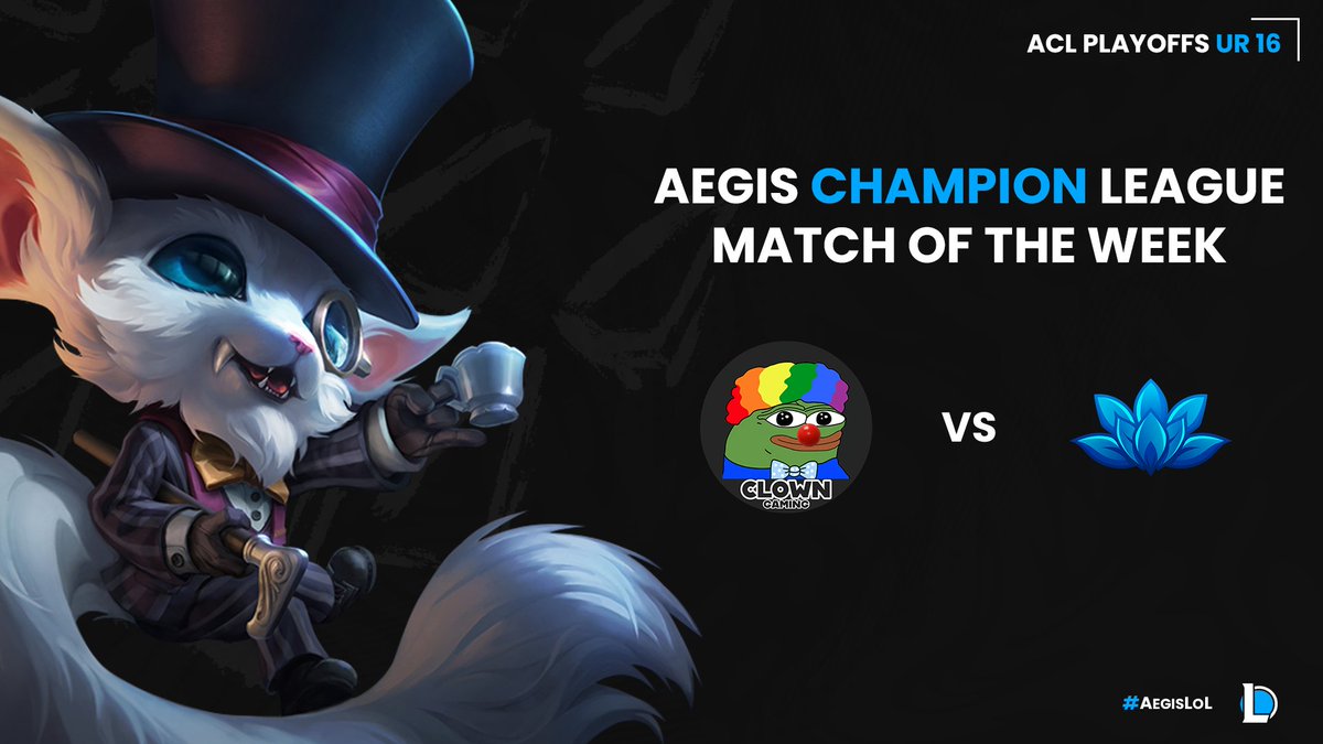 Its the first week of ACL Playoffs! Tune in tonight and see who will advance to the UR quarterfinals between Clown Gaming v Lotus Exiles!

⚔️: @clowngamingorg v @lotus_org 
🎙️: @GordoCasts and @TdsCasts 
🎥: @Sintamesis
⏰: 8PM EST
Link Below 👇👇👇👇