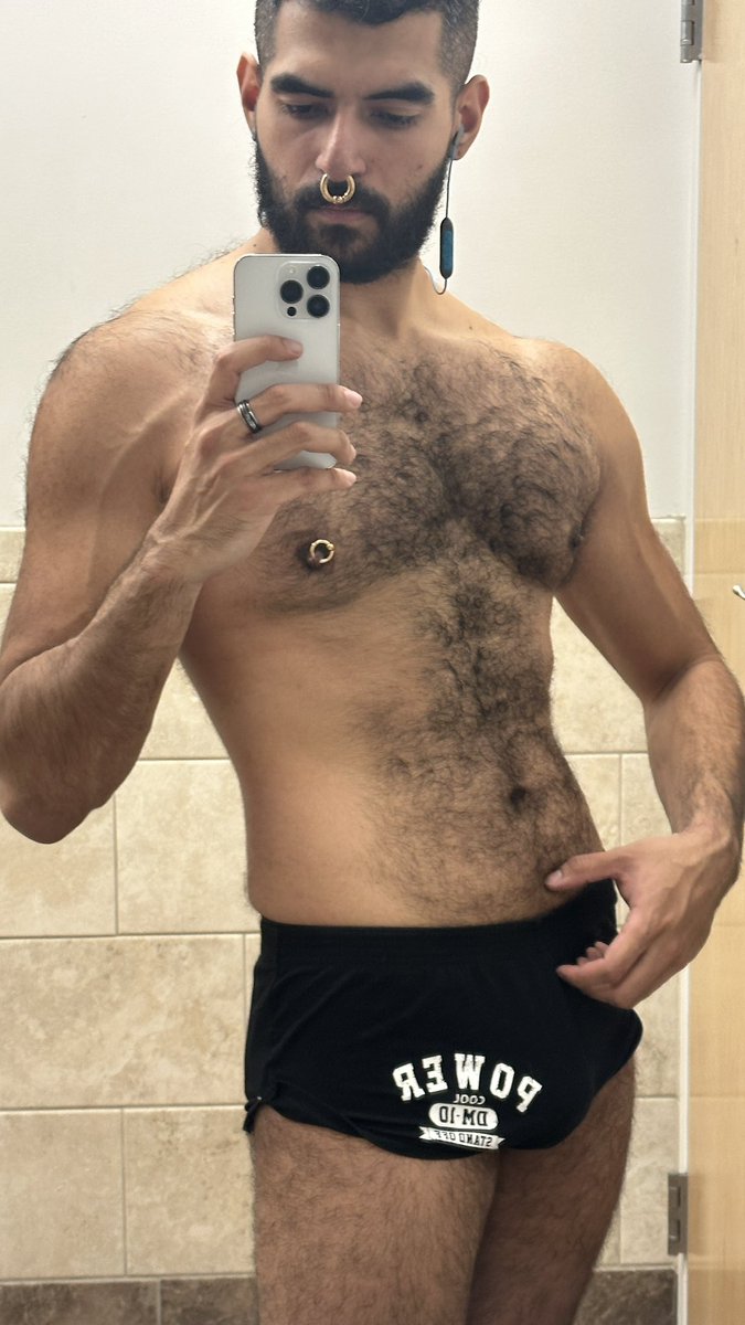 Too-short shorts at the gym, with a too-small jock to boot.