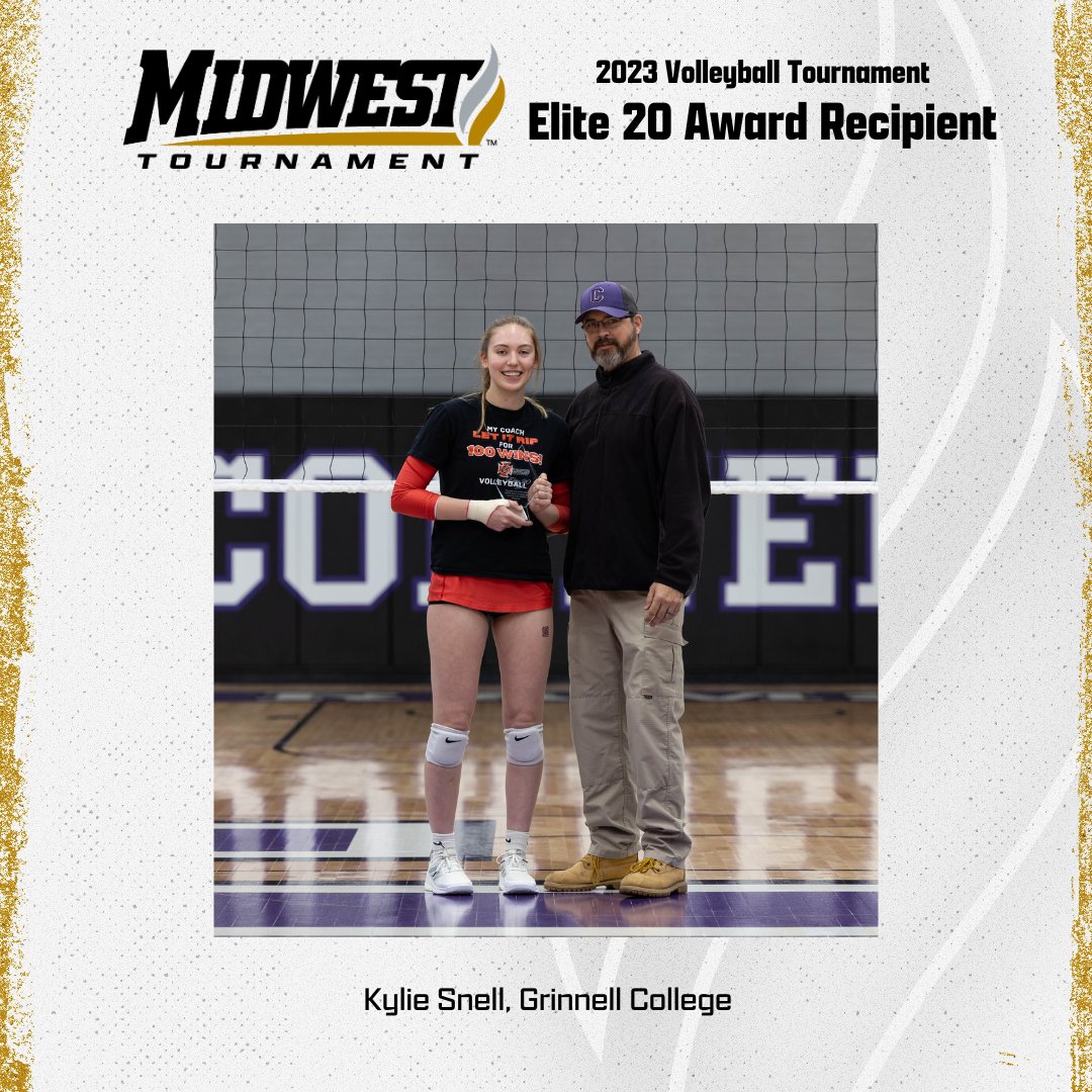 Congratulations to Kylie Snell of Grinnell College! Kylie is the recipient of the 2023 MWC Volleyball Elite 20 Award, as presented to the student-athlete with the highest cumulative GPA competing in the tournament. <a href="/gcpioneers/">Grinnell Athletics</a>