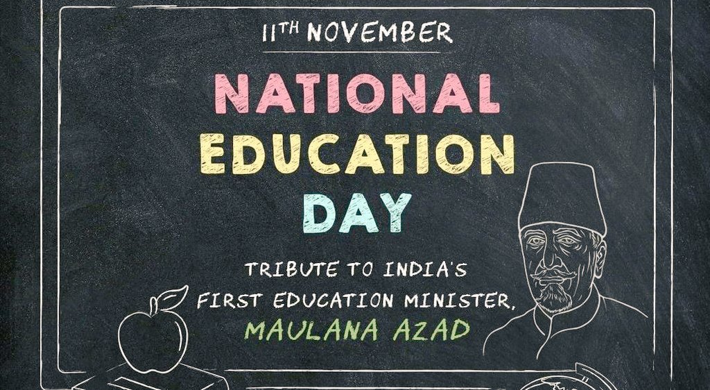 #NationalEducationDay is celebrating every year on___?
- #11thNovember

Whose birthday is observed as National Education Day?
- #AbulKalamAZad

- He served as 1st Education Minister (1947-58).

- He awarded with #BharatRatna in 1992.

- His famous writing is 'India Wins Freedom'.