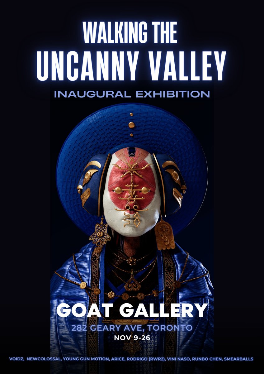 💥💥💥The day has come! Goat Gallery is proud to announce its grand opening in the heart of Toronto with the inaugural exhibition: Walking the Uncanny Valley 🗓️ Nov 9-15 by appointment 🗓️ Opening night Nov 16, RSVP link 👇 ⏳ Ends on Nov 26 📍 Location: 282 Geary Ave,
